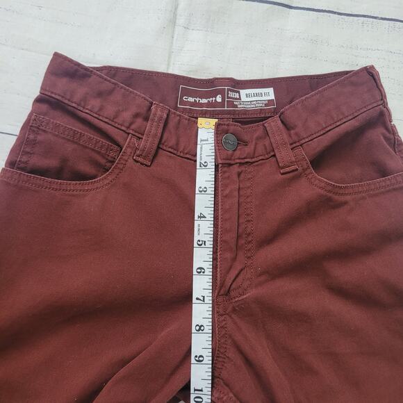 Carhartt Size 28x30 Rugged Flex Canvas Work Pants Dark Maroon Utility - Picture 3 of 9